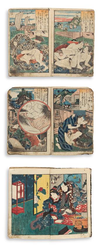 (JAPAN -- EROTICA.) Group of three small-format woodblock shunga albums.